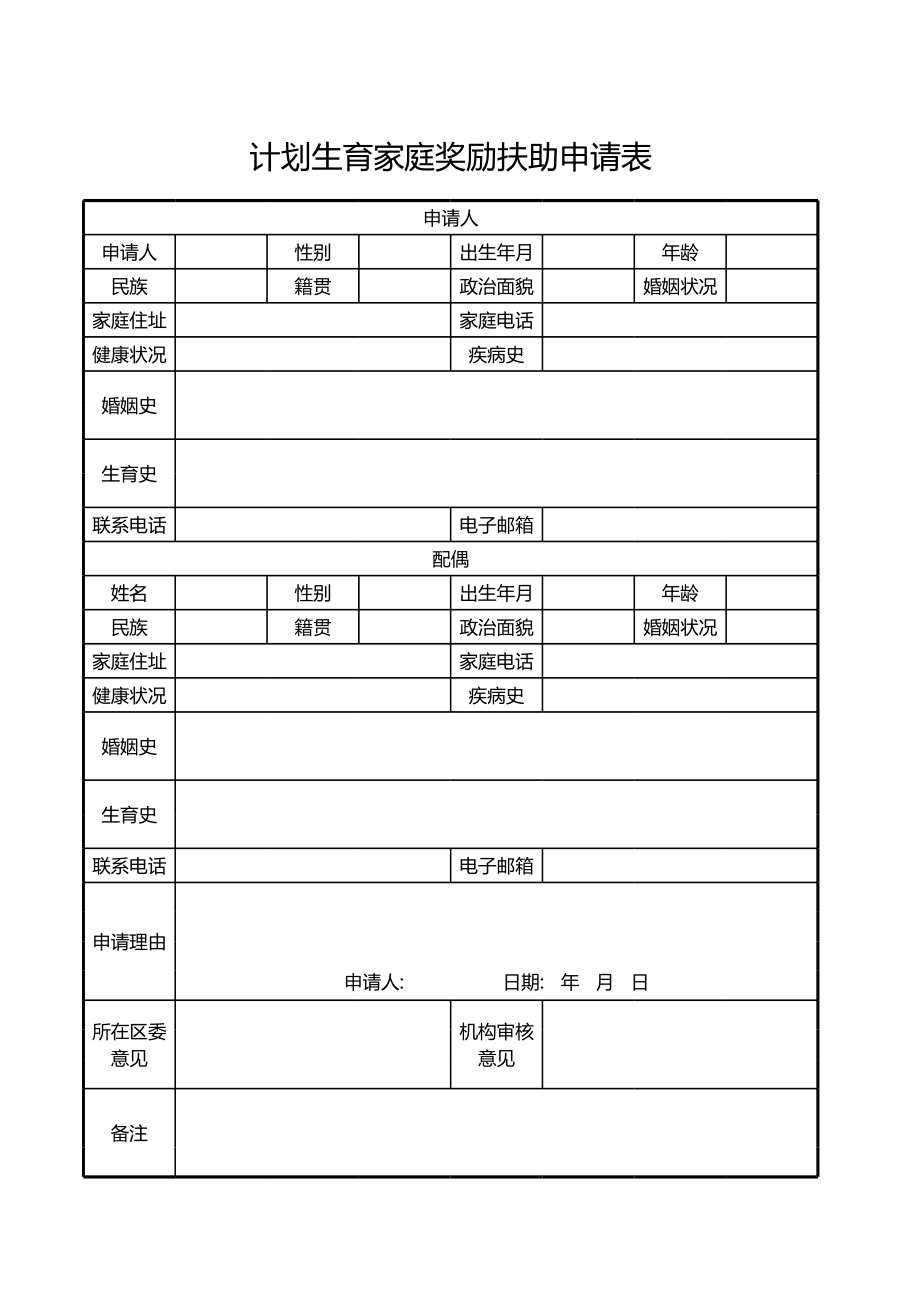 计划生育家庭奖励扶助申请表.xls