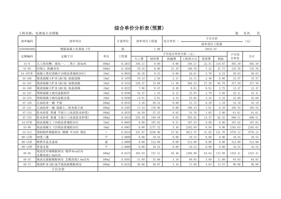 化粪池预算大全.xls