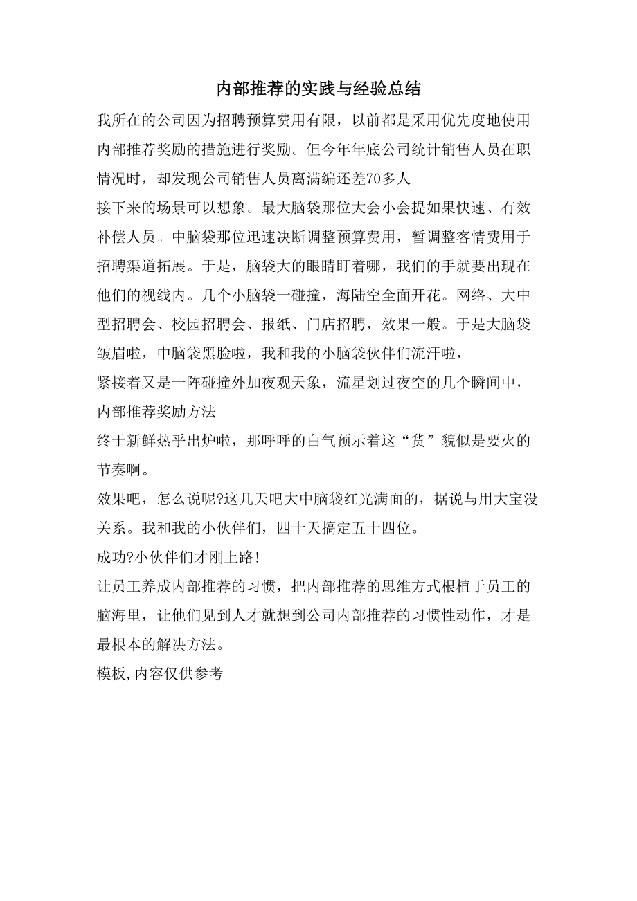 内部推荐的实践与经验总结.doc