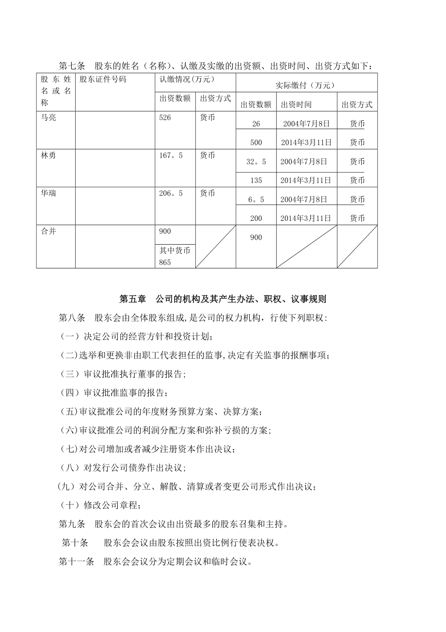 南京某建筑公司章程模板.doc