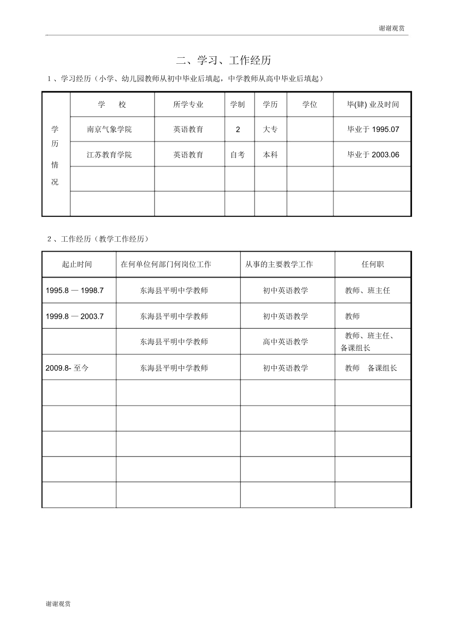 中小学教师专业技术资格评审申报表(1225021326).doc