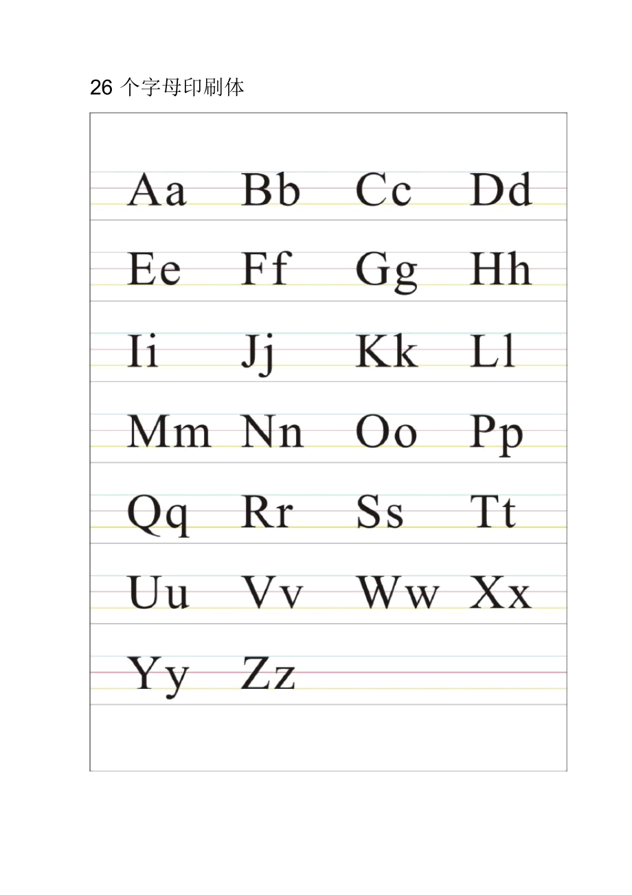 26个英文文字母表格及文字母发音.doc