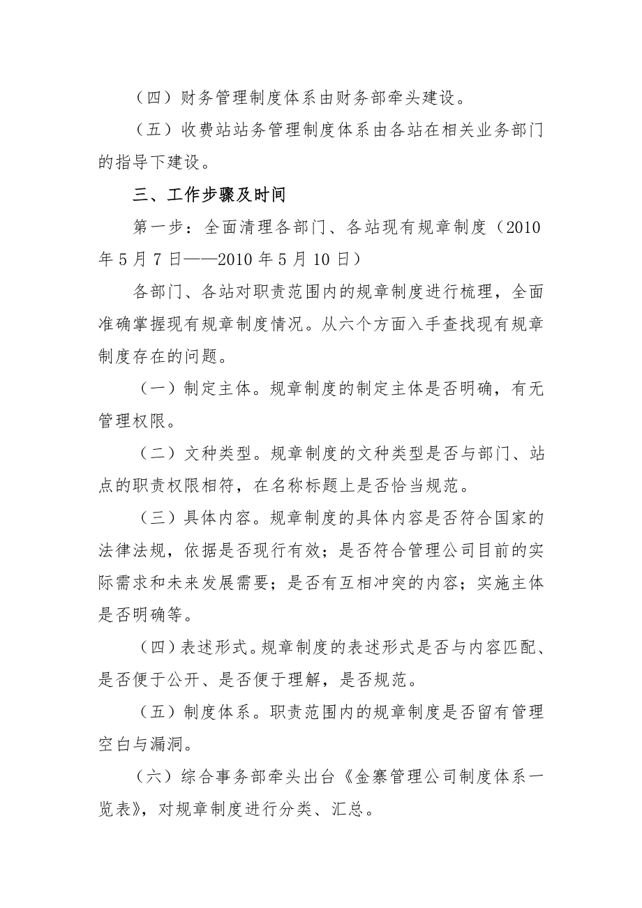 整理精品金寨管理公司规章制度建设工作方案.doc