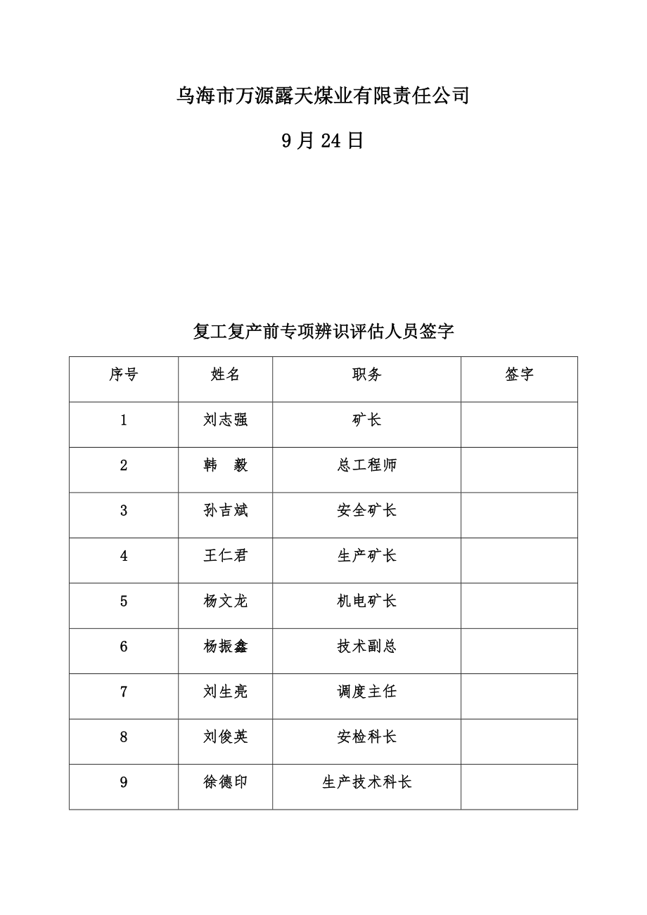 新版复工复产前专项安全风险辨识.doc