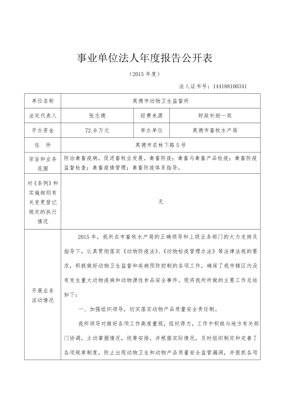 事业单位法人年度报告公开表.doc