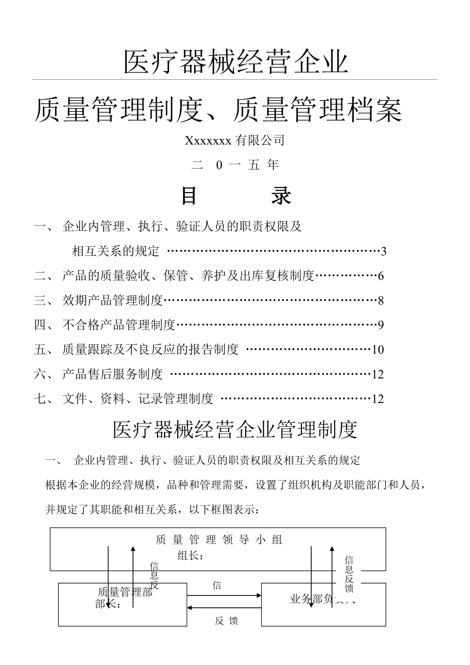 最新的医疗器械经营企业质量管理制度流程、质量管理档案.doc