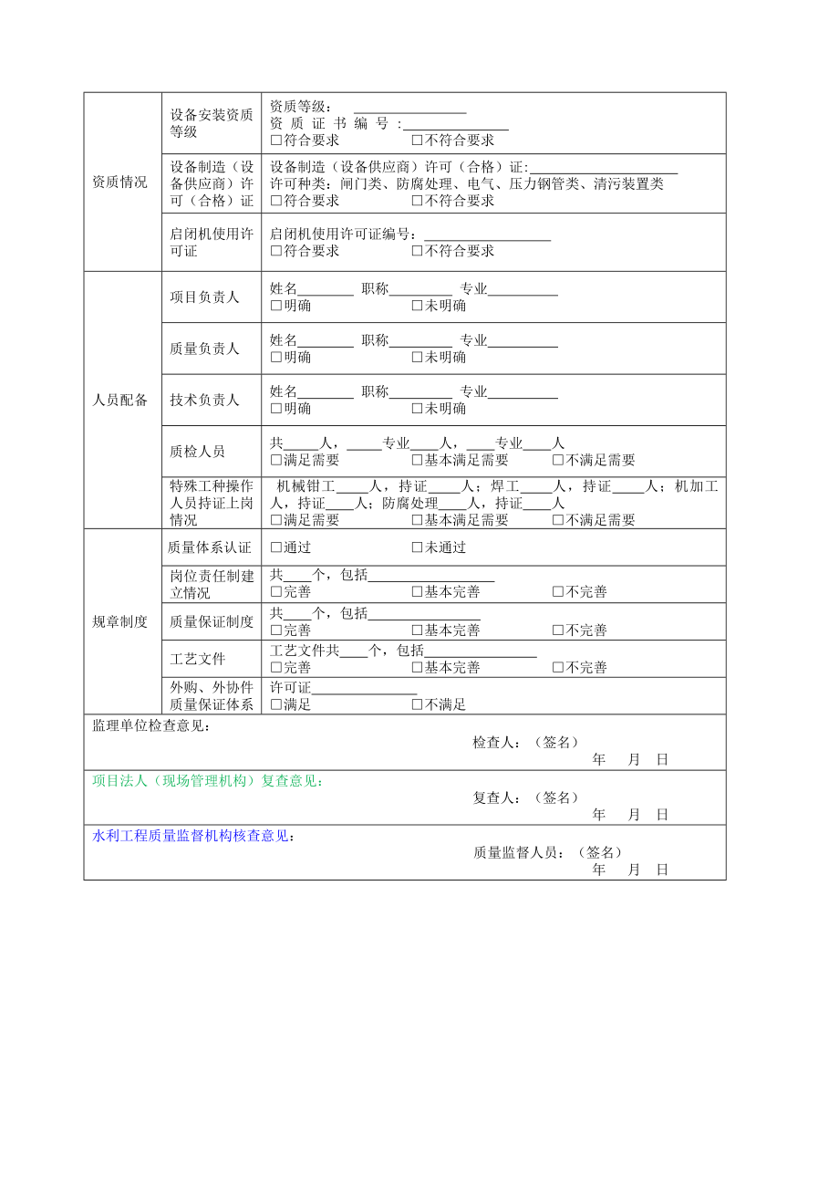 施工质量体系检查表.doc