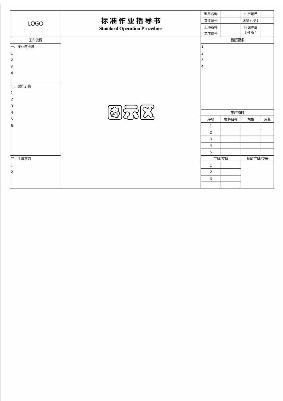 SOP标准作业指导书excel模板.doc