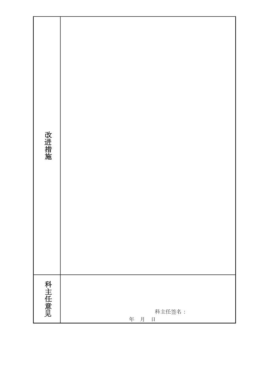 临床科室医疗质量监管自查登记表及分析记录.doc