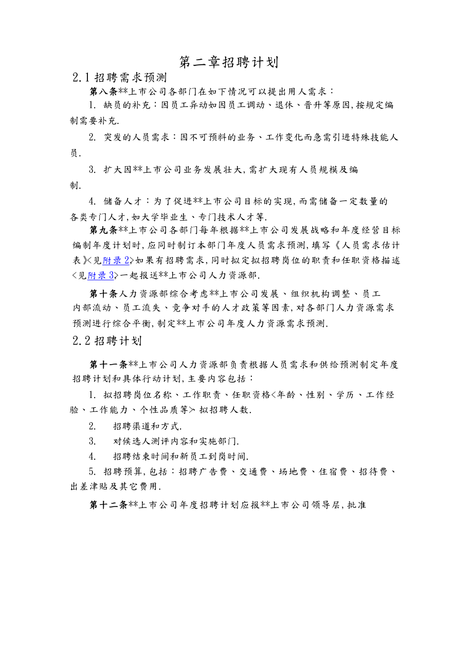 上市公司招聘管理全套制度pdf.doc