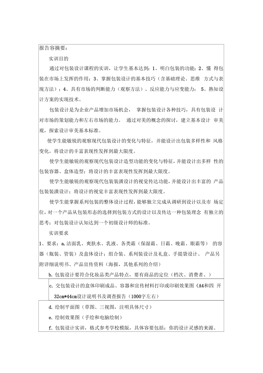 包装设计实训报告书.doc