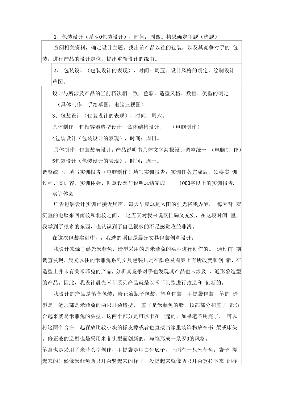 包装设计实训报告书.doc