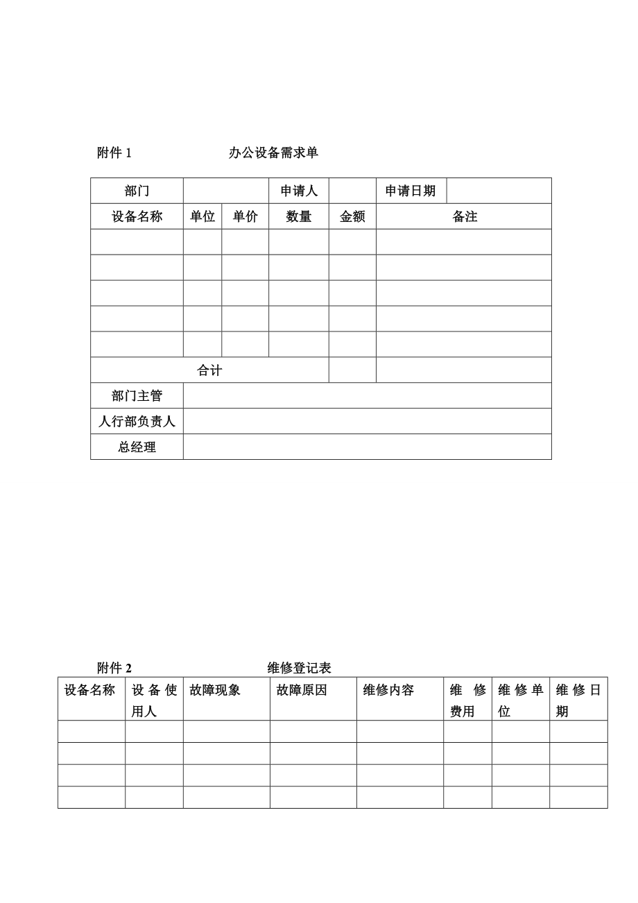 办公设备日常管理制度范本精选文档.doc