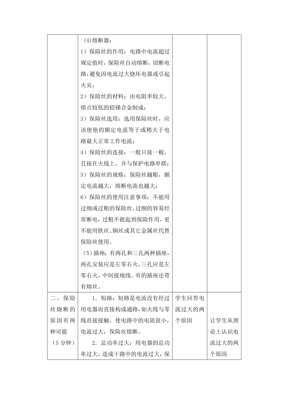 中考物理复习教案家庭安全用电苏科版（通用）.doc