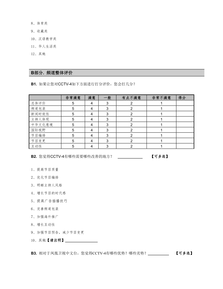 CCTV4收视调查问卷.doc