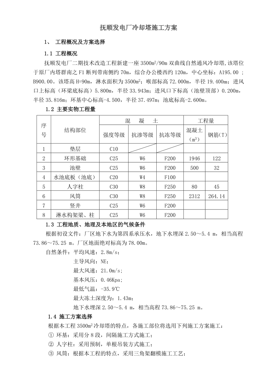 抚顺发电厂冷却塔施工技术.doc