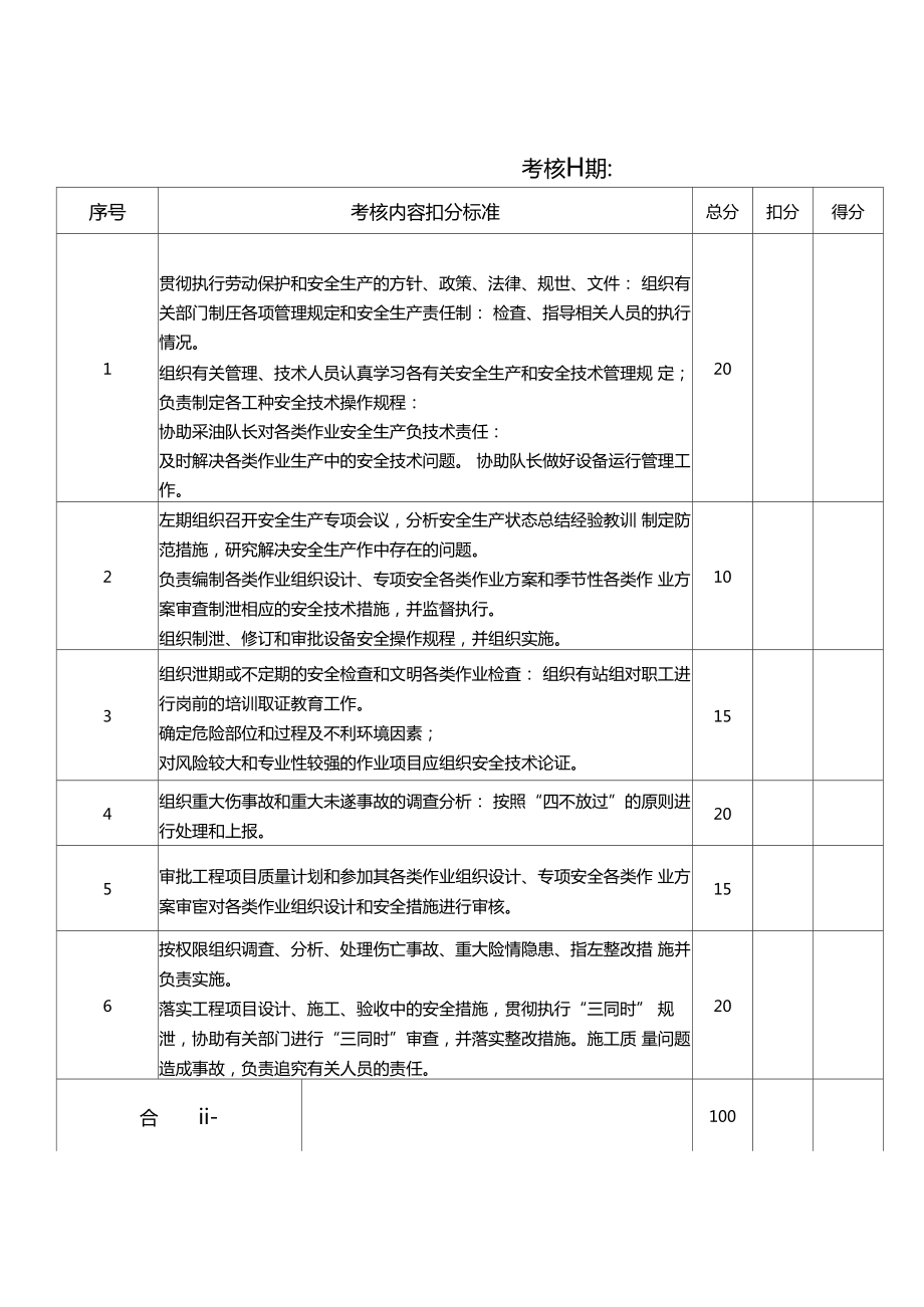 安全生产责任制考核管理办法及考核表.doc