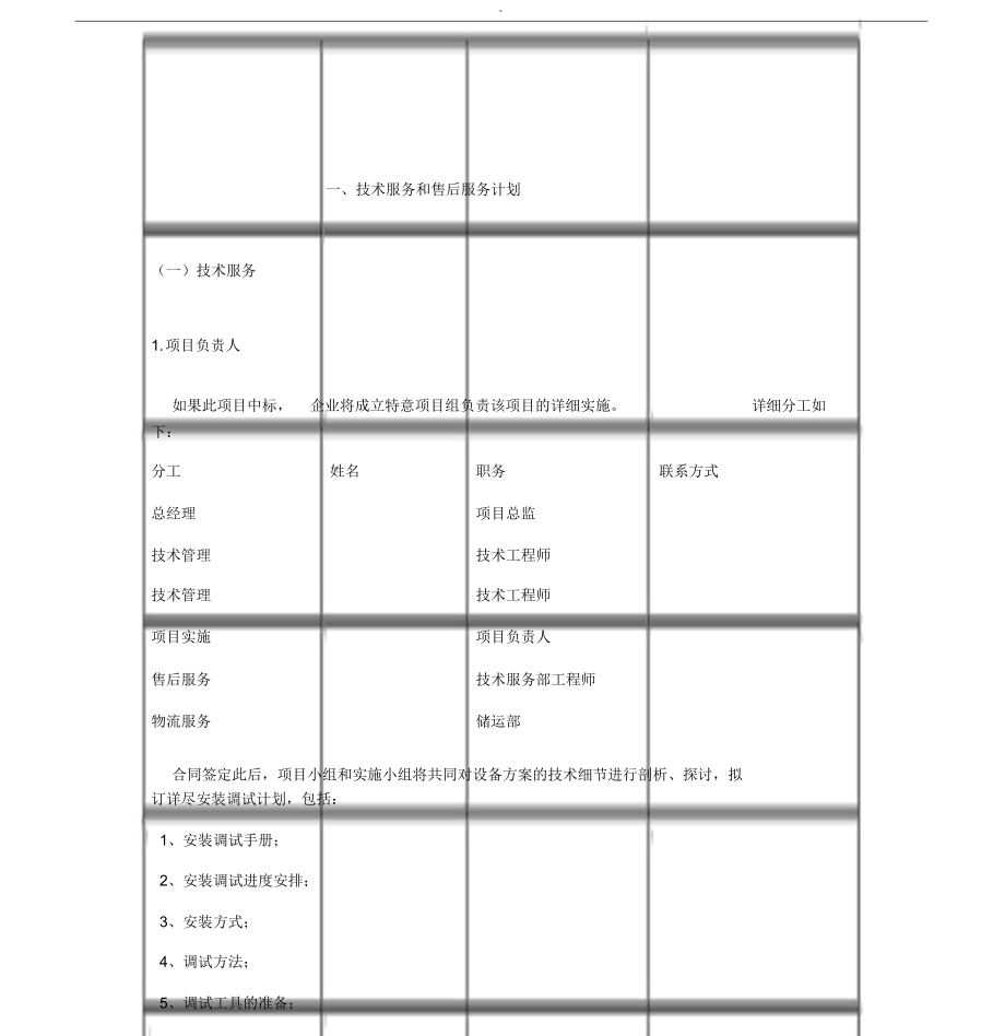 标书内技术服务及售后服务规划方案.doc