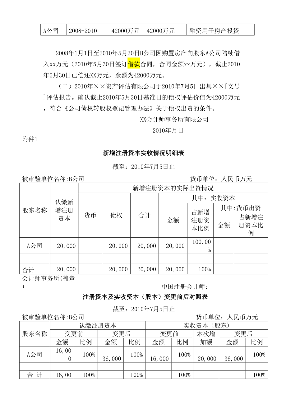 债转股验资报告.doc