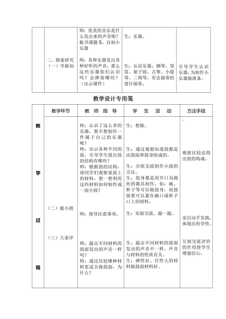 人教版小学音乐三下《自制小乐器》版教案.doc