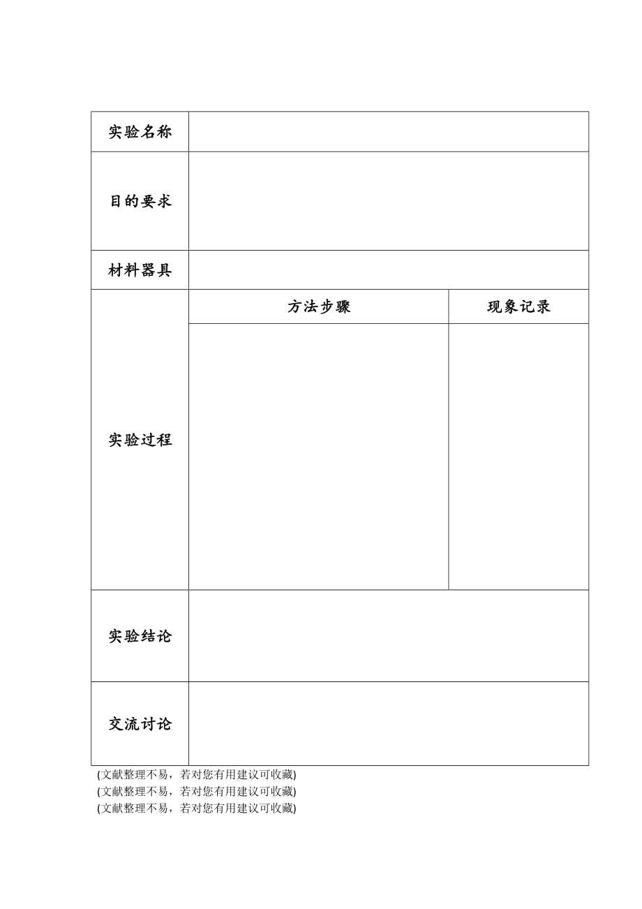 初中生物实验报告模板编辑.doc