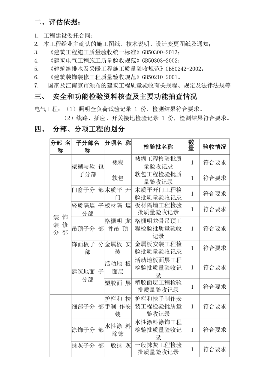 装饰装修质量评估报告..doc