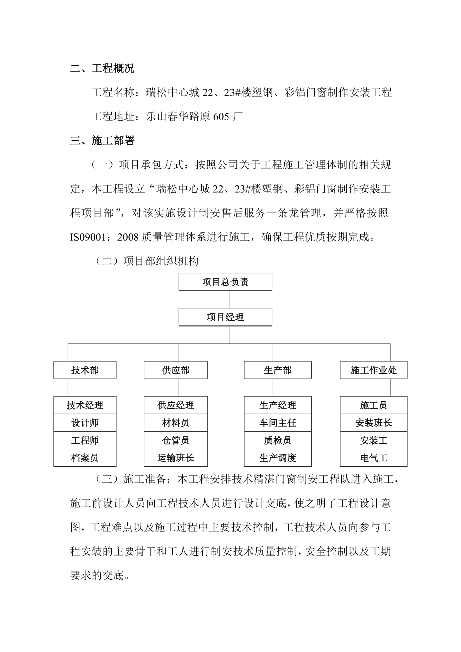 门窗施工组织设计(方案).doc