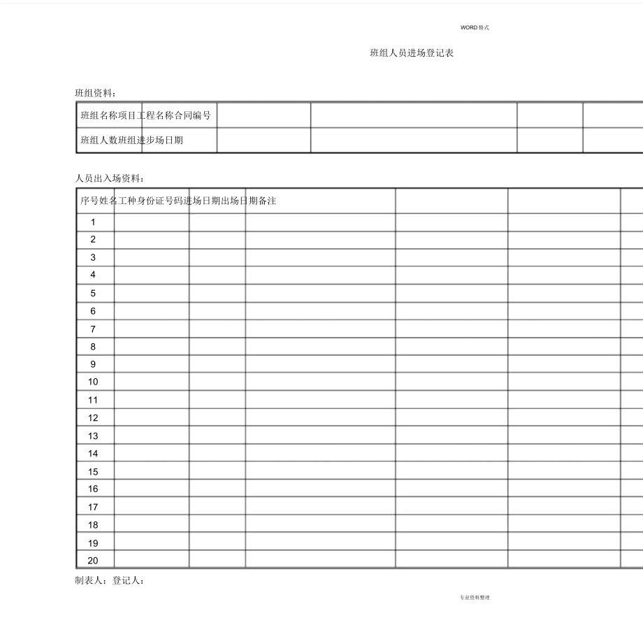 班组人员进场登记表格.doc