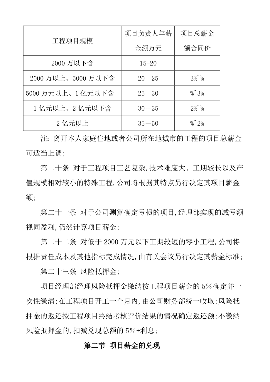 级建筑施工企业项目绩效考核与薪酬管理规定.doc