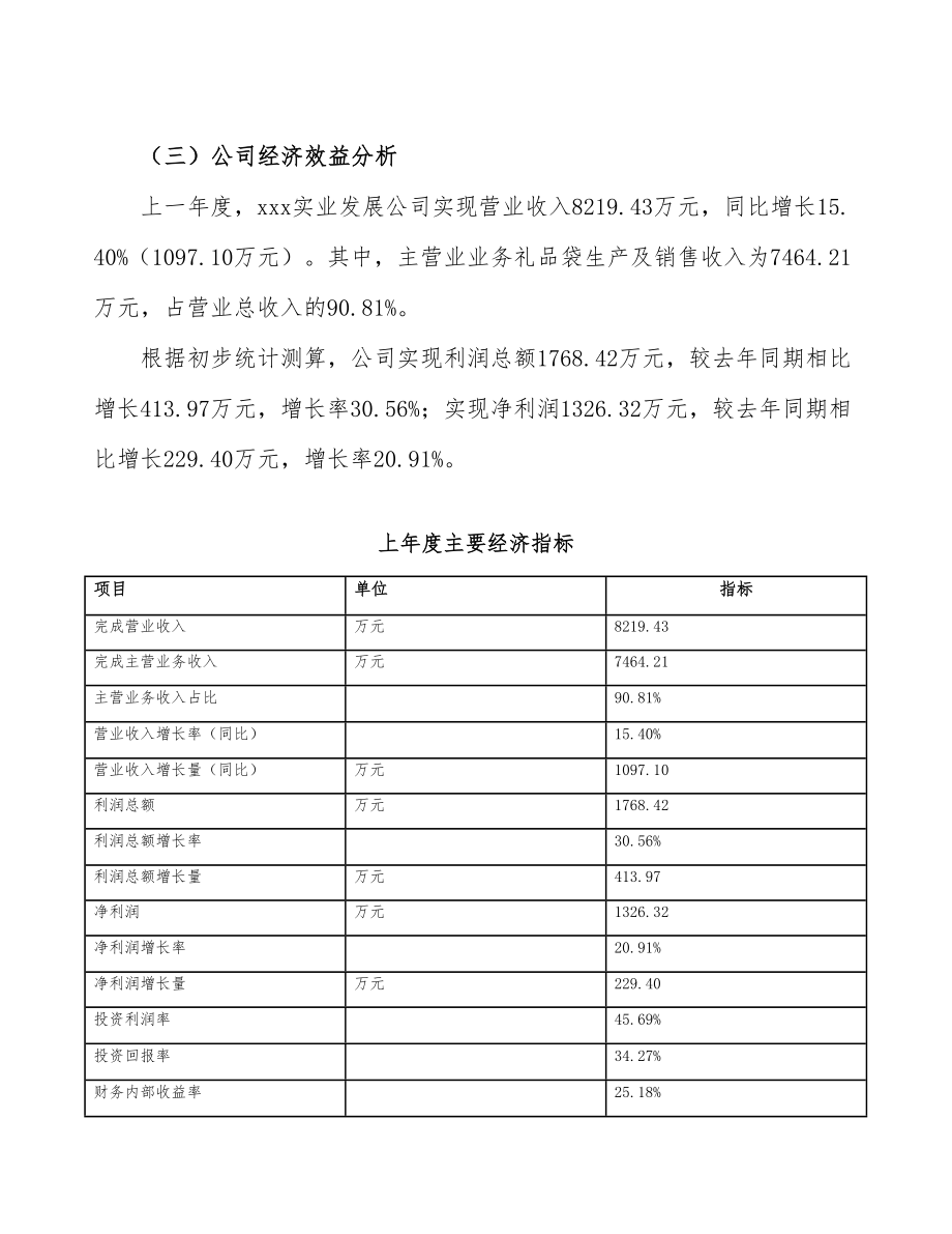 （项目申请模板）礼品袋项目投资计划书.doc