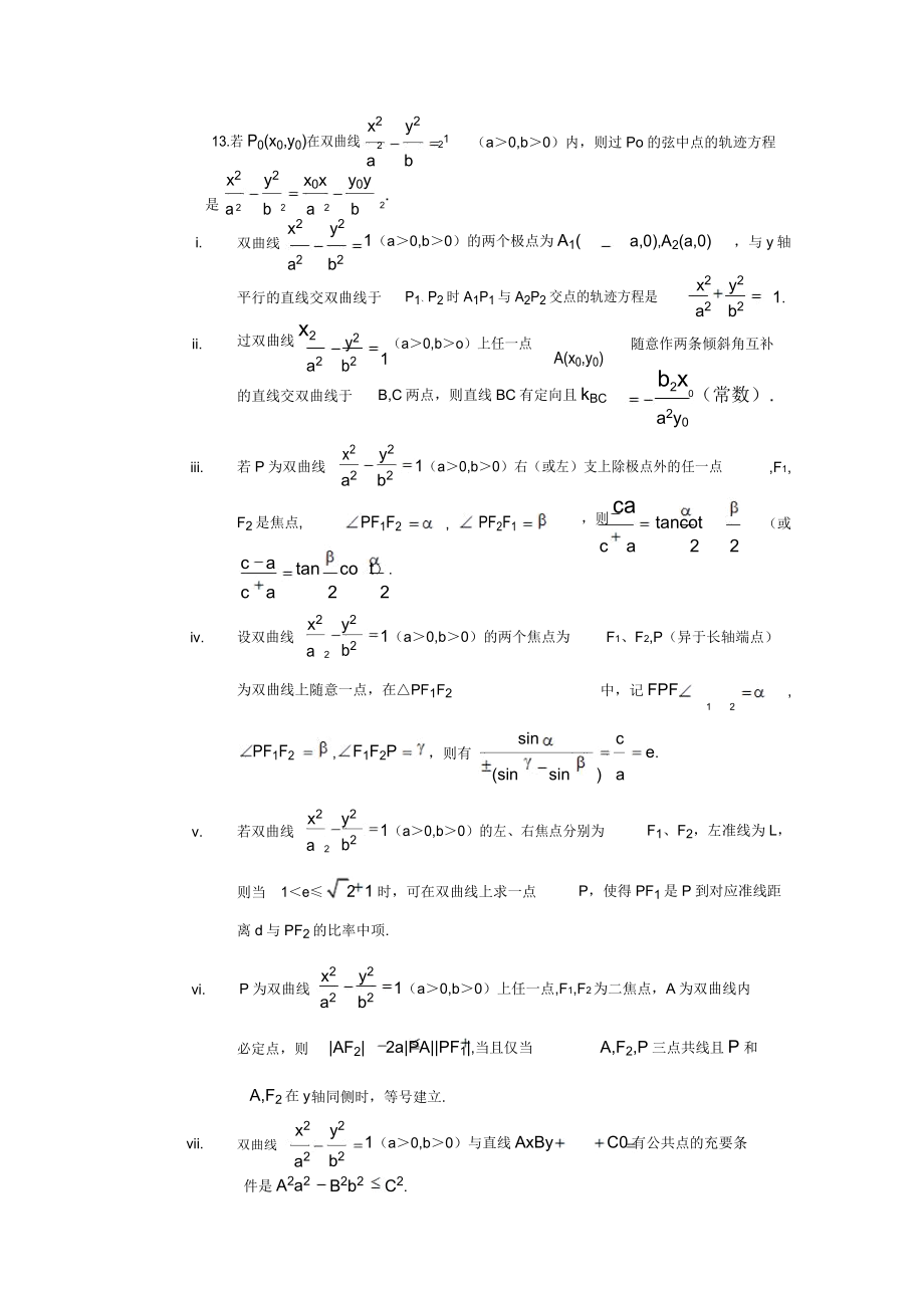 圆锥曲线常用结论.doc