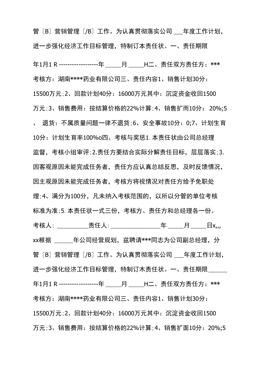 公司销售管理责任书范文.doc