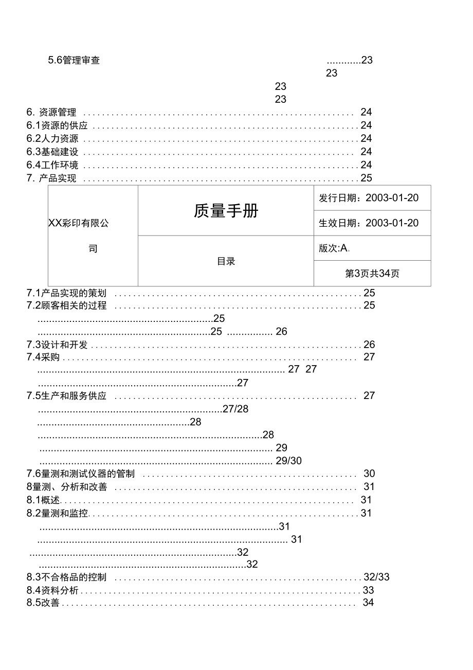 彩印公司质量手册.doc