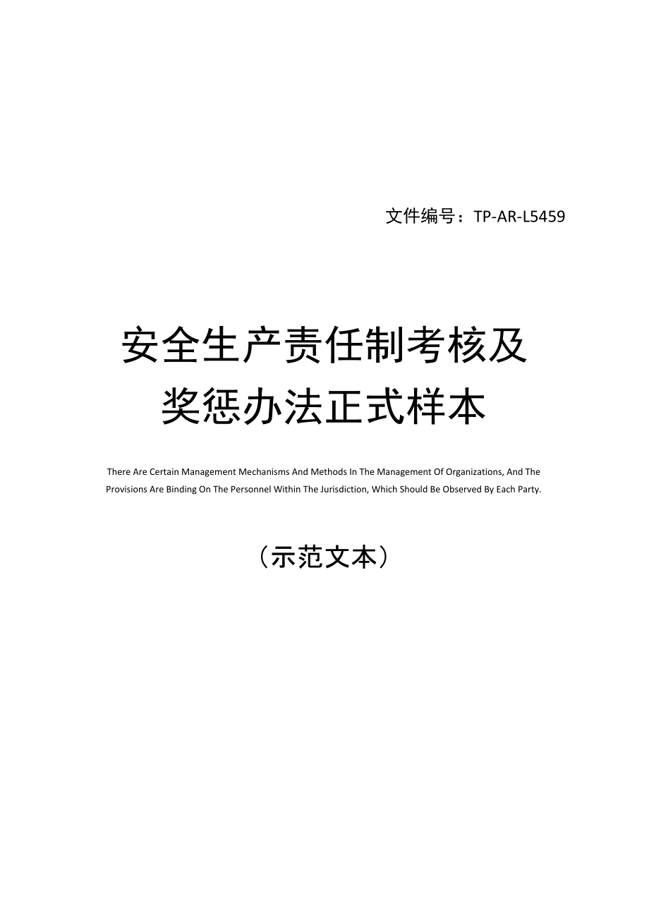 安全生产责任制考核及奖惩办法正式样本.doc