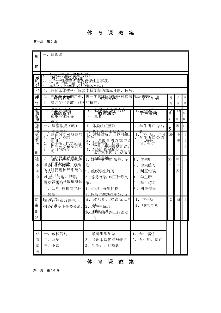 人教版六年级上册体育全册教案已整理.doc