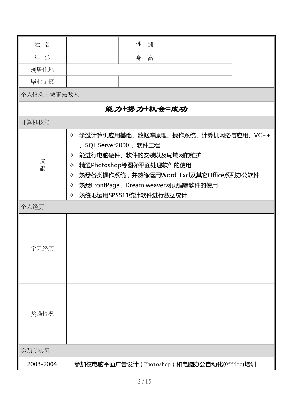 大学生求职简历模板大全word版.doc