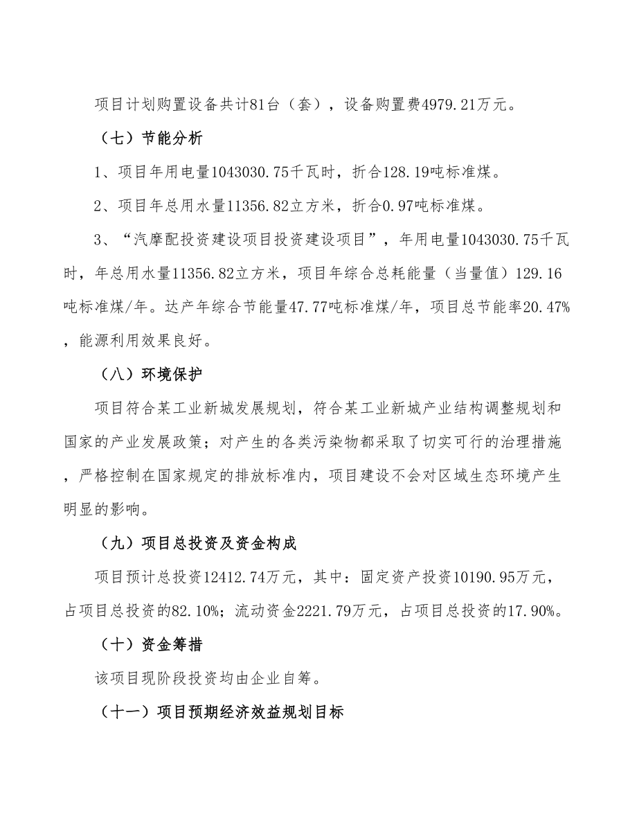 立项汽摩配投资建设项目计划书.doc