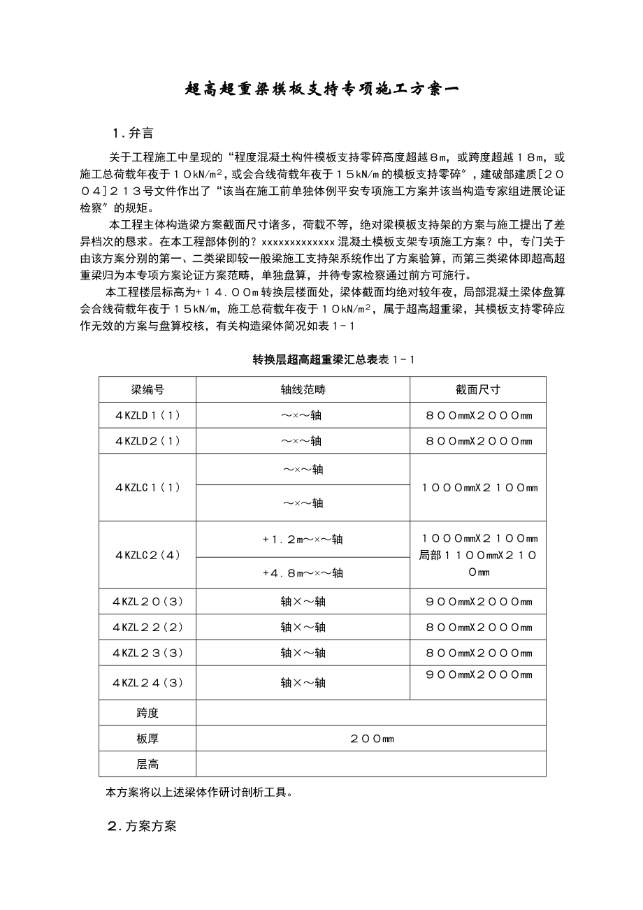 建筑行业高梁方案.doc