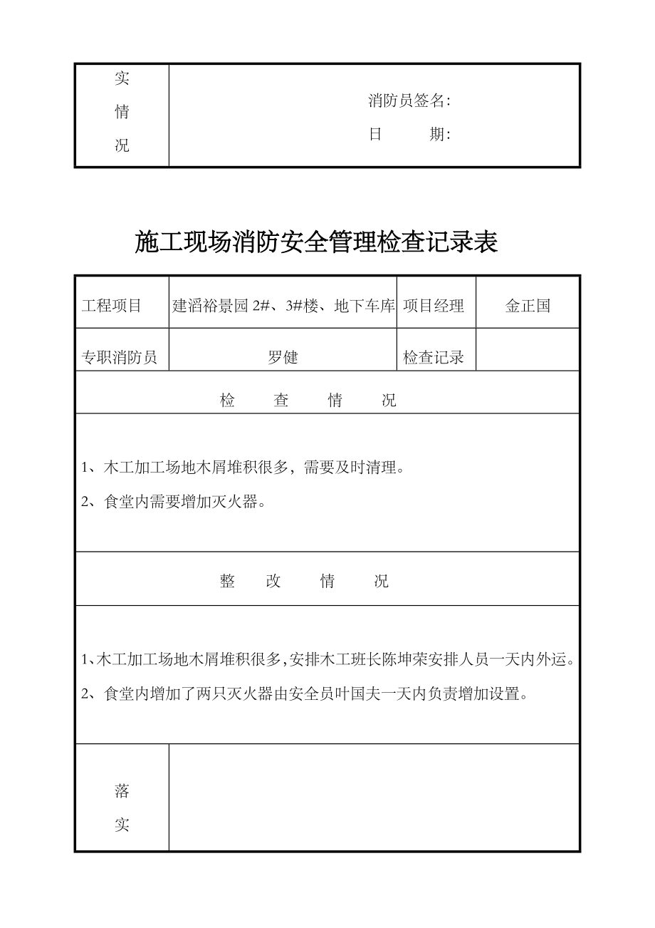 施工现场消防安全管理检查记录表新版.doc