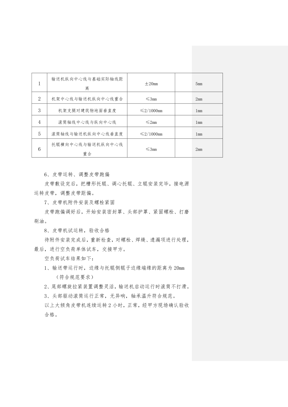 大倾角皮带机安装方案计划.doc