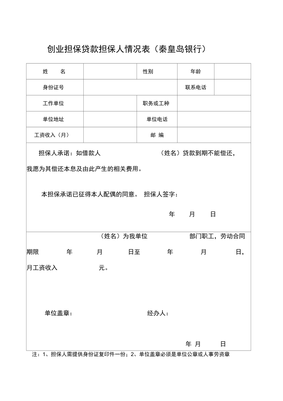 创业担保贷款担保人情况表.doc