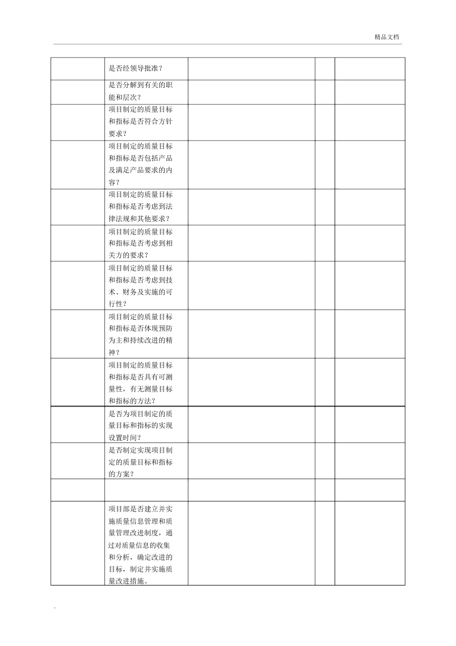 施工单位有关三体系内部审核项目.doc