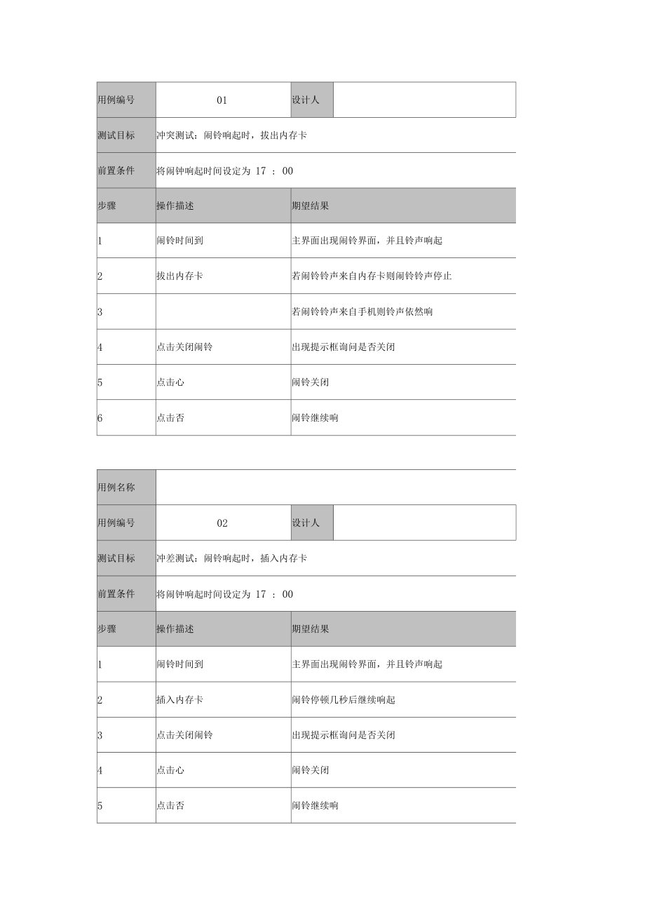 手机闹钟检验用例.doc