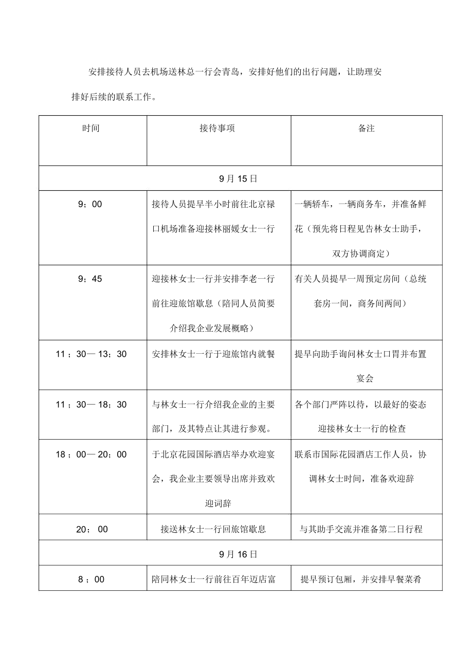 最新原创接待计划书.doc