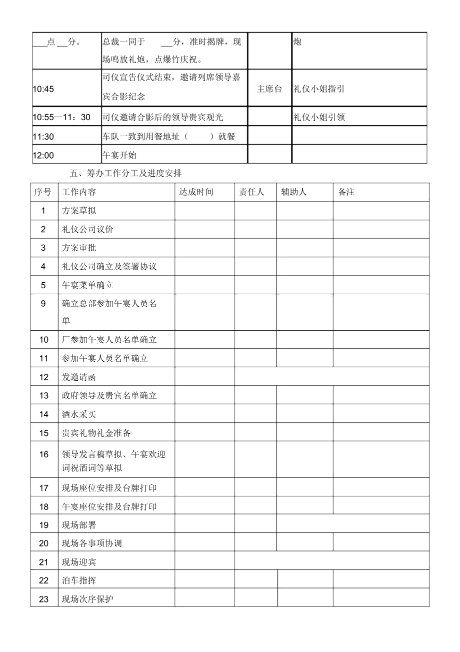 公司工厂开业庆典策划流程纲要大纲方案.doc