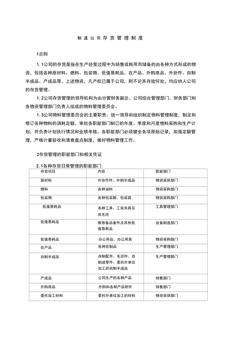 机械制造企业存货管理制度.doc