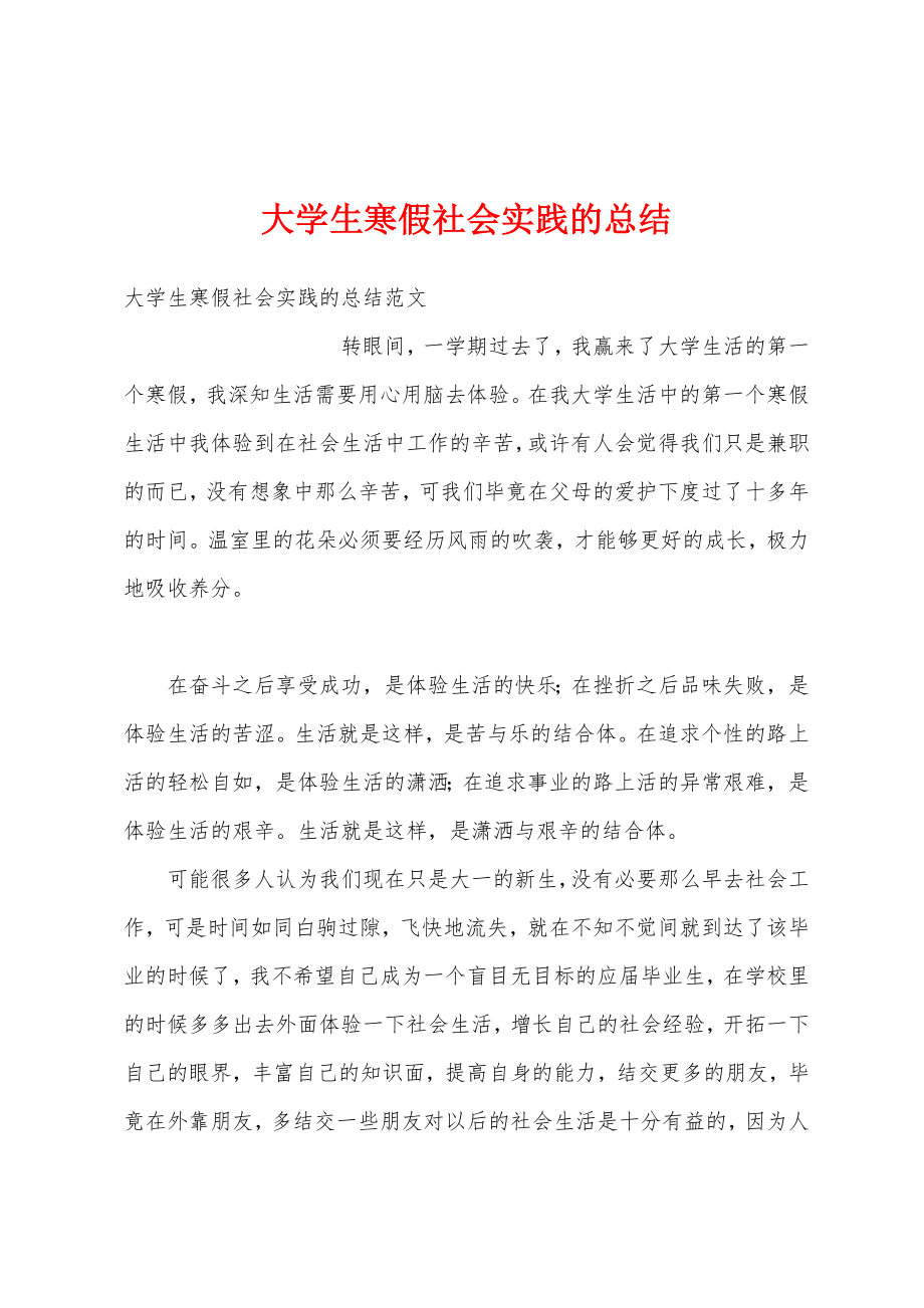 大学生寒假社会实践的总结.doc