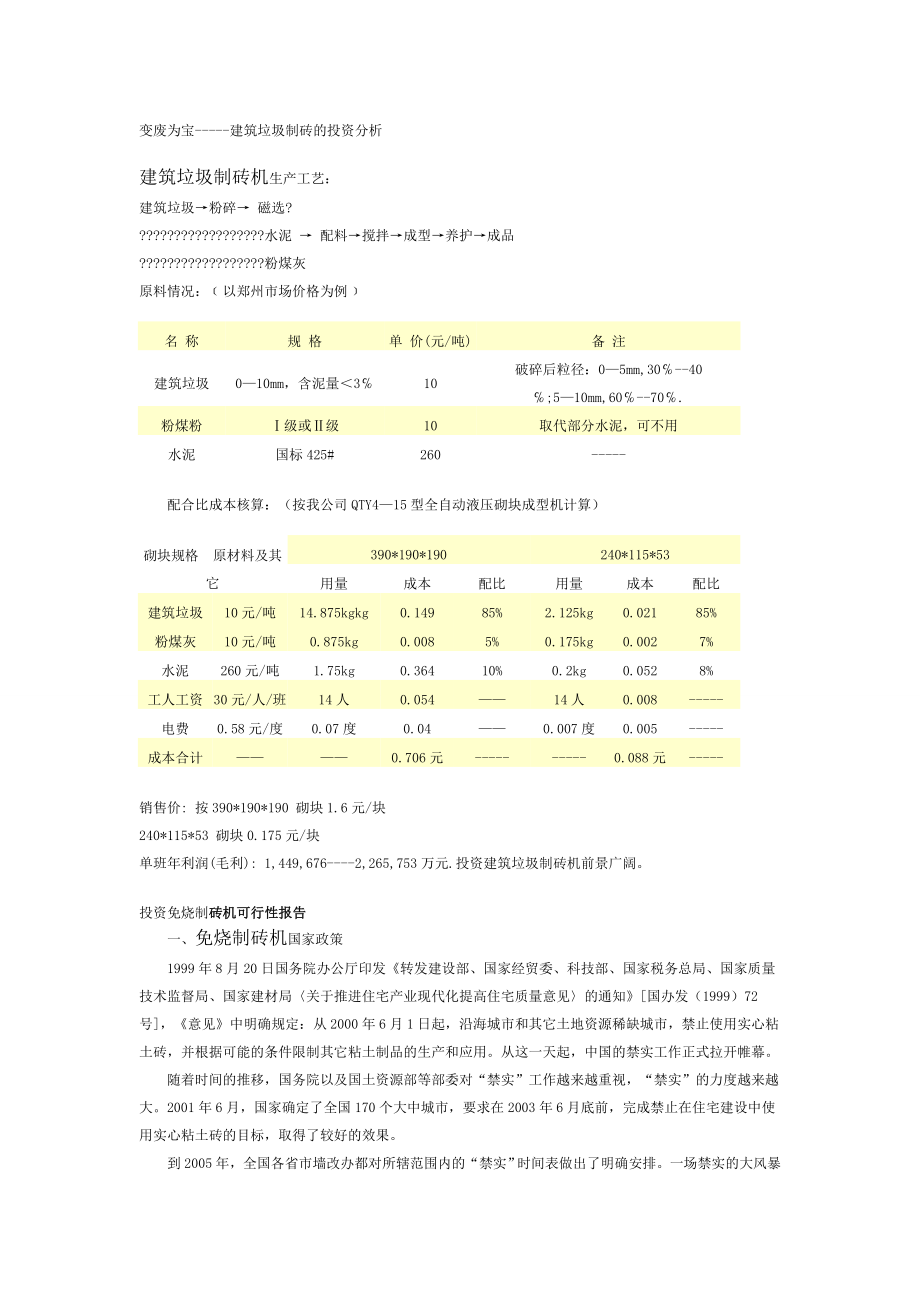 建筑垃圾制砖成本分析.doc