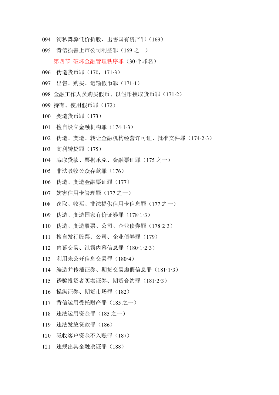 刑法修正案八全部罪名总结归纳.doc