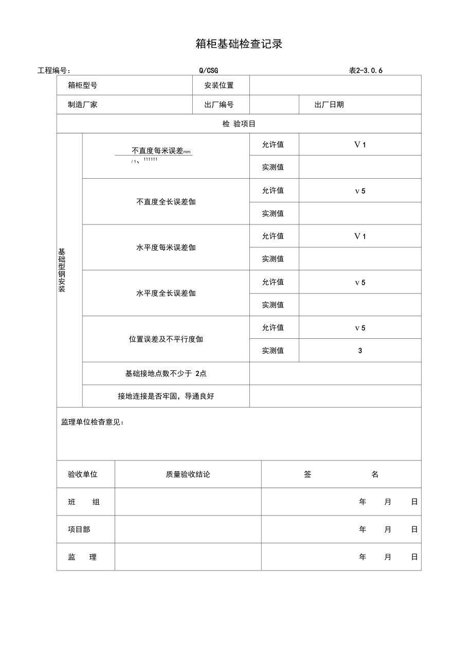 09箱变安装质量验收评级记录解析.doc